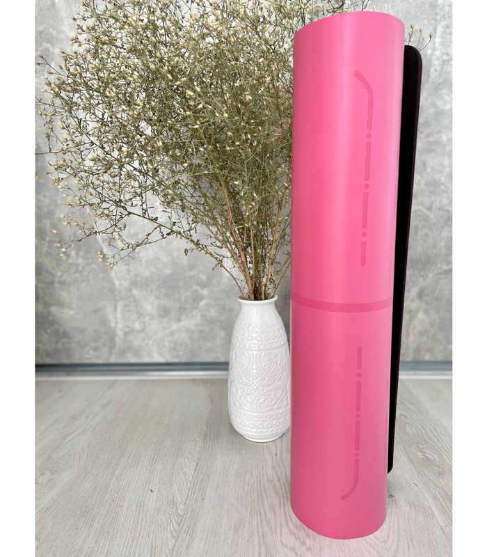 Коврик для йоги PU 183*68*04 см с разметкой - цвет розовый
