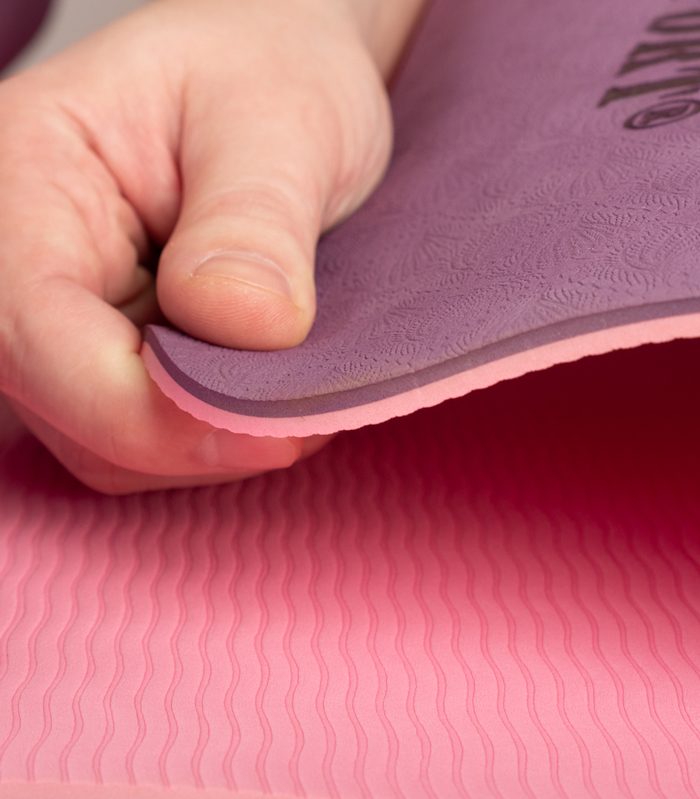 Коврик для йоги TPE 183*61*06 см 2-х слойный - фиолетово-розовый