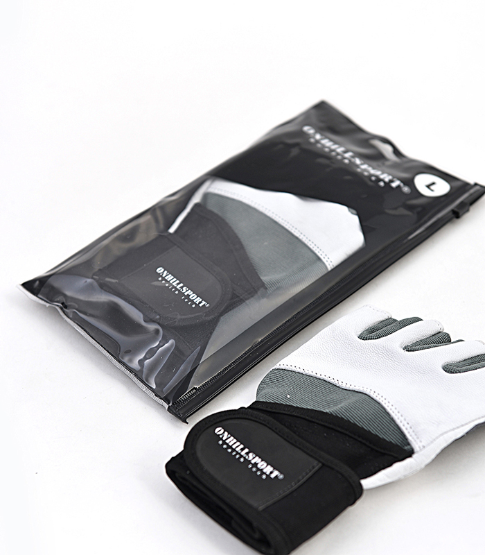 Перчатки для фитнеса мужские с фиксатором запястья кожа белая Q10