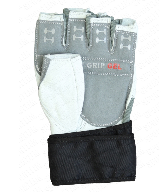 Перчатки для фитнеса мужские с фиксатором запястья кожа белая Q10.