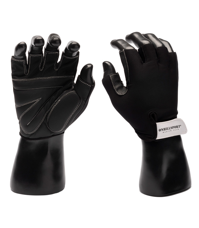 Перчатки для фитнеса черные Q12 (кожаные, unisex)