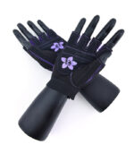 Перчатки для турника женские черно-фиолетовые