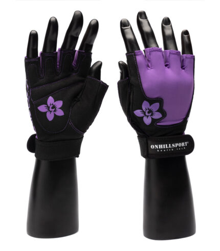 Перчатки для фитнеса женские замша черно-фиолетовые X11.