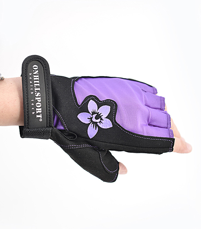 Перчатки для фитнеса черно-фиолетовые X11 (женские, замшевые)