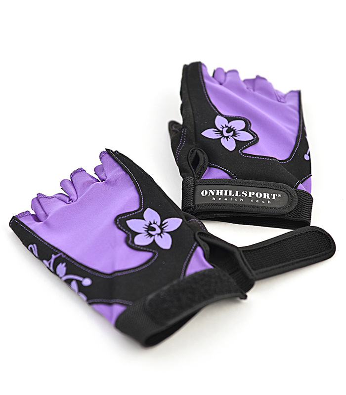 Перчатки замшевые для фитнеса черно-фиолетовые