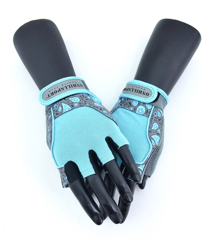Перчатки женские для турника замша серо-голубые X10