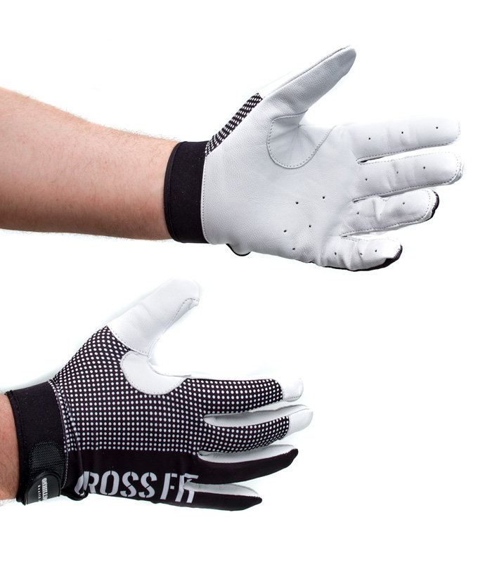 Перчатки кожаные для кроссфита G5 черно-белые ONHILLSPORT - вид на руке