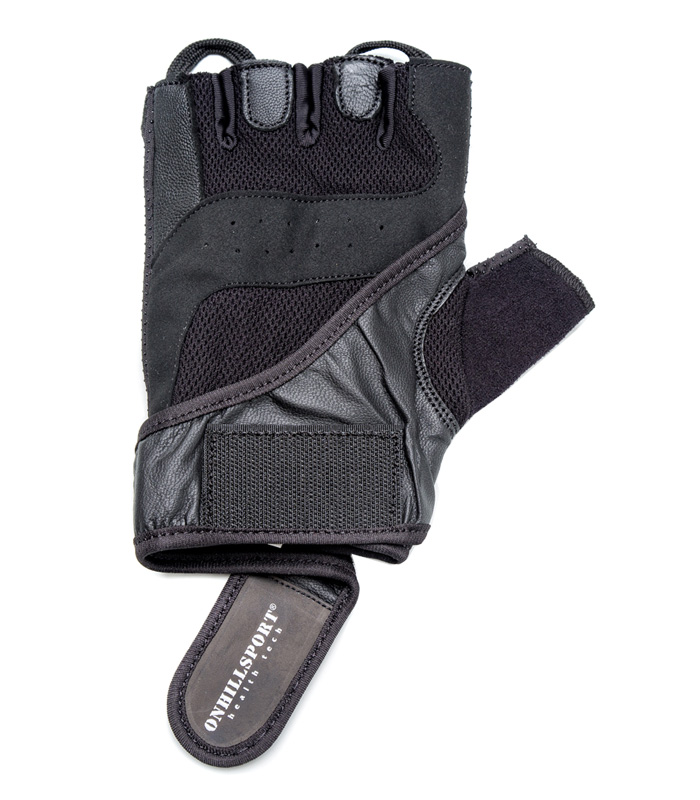 Перчатки для фитнеса Q15 черные мужские кожаные ONHILLSPORT
