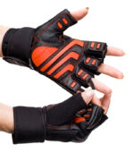 Перчатки женские для фитнеса Q17 черные с резиновыми вставками ONHILLSPORT