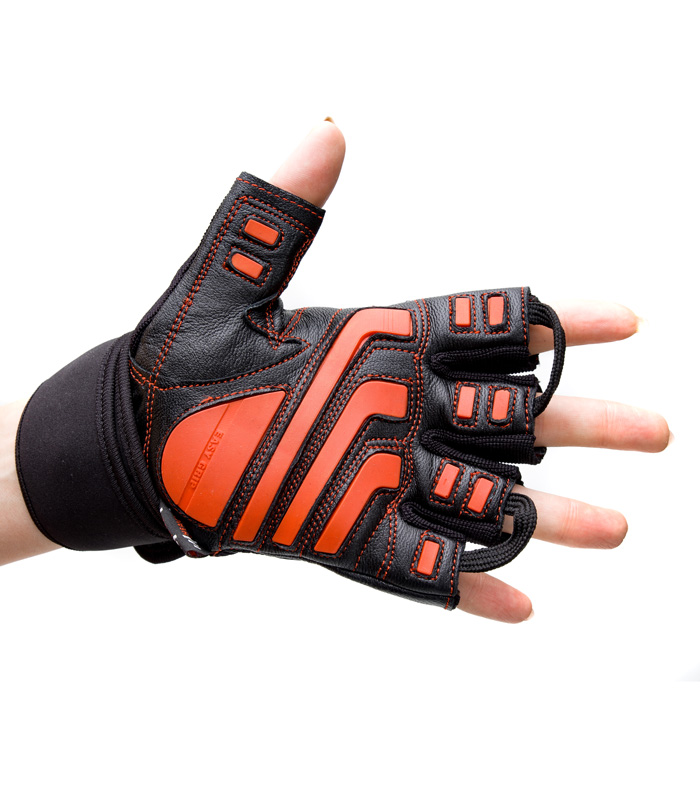 Перчатки для тяжелой атлетики Q17 черные с резиновыми вставками ONHILLSPORT