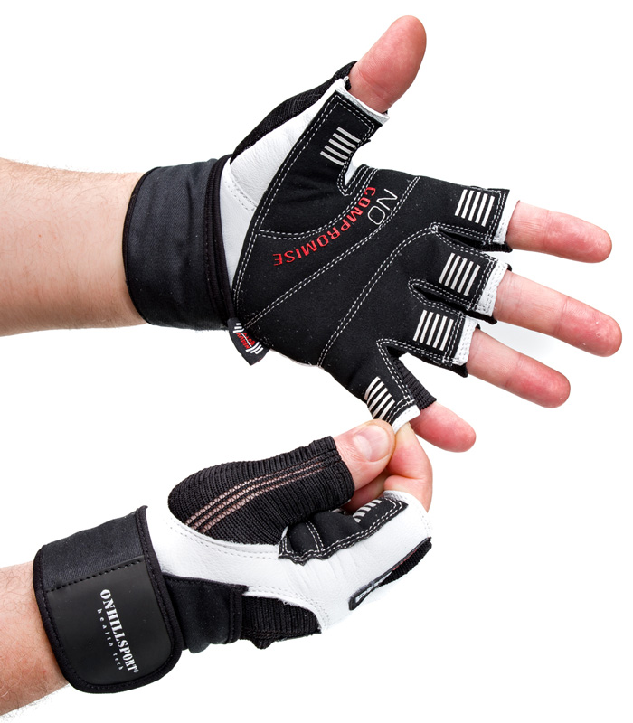 Перчатки мужские для фитнеса Q19 черно-белые ONHILLSPORT