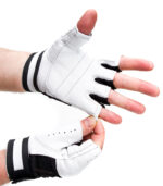 Перчатки кожаные для фитнеса Q20 черно-белые unisex ONHILLSPORT