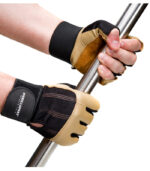 Перчатки мужские для фитнеса Q21 черно-коричневые с фиксатором запястья ONHILLSPORT