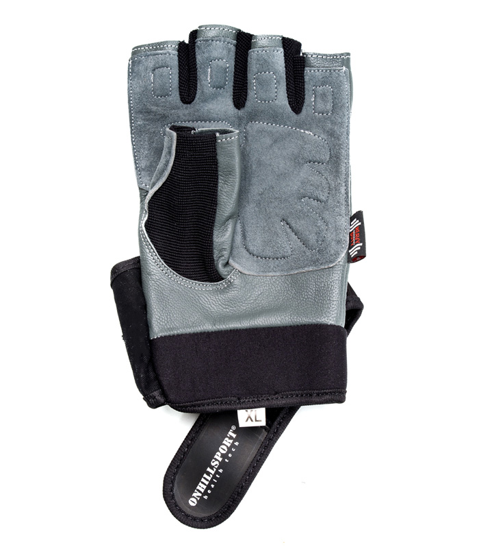 Перчатки для фитнеса серо-черные кожаные мужские X16 ONHILLSPORT