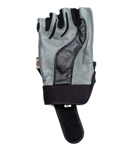 Перчатки для фитнеса X16 серо-черные мужские кожаные