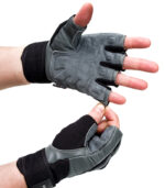 Перчатки для турника серо-черные кожаные мужские X16 ONHILLSPORT