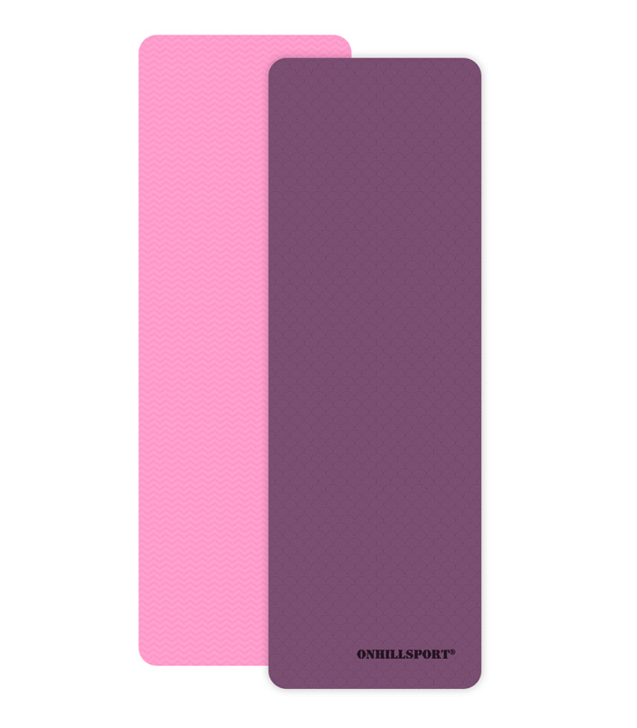Коврик для йоги фиолетово-розовый TPE (183*61*06 см, 2-х слойный)