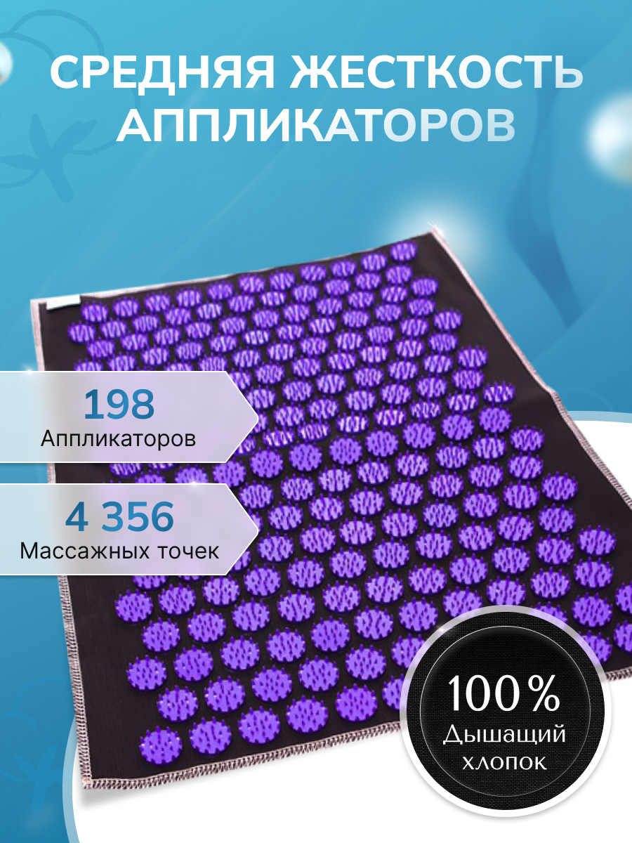 Характеристики массажного коврика с аппликаторами Кузнецова AIR (55х40 см) фиолетовые фишки
